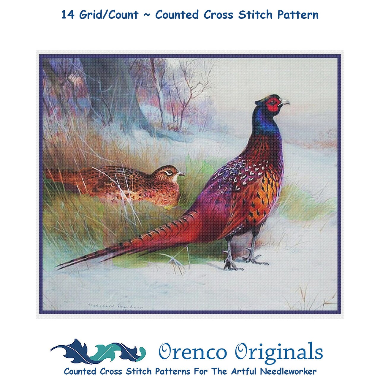 Old English Pheasant Bird By Archibald Thorburn Counted Cross Stitch Pattern